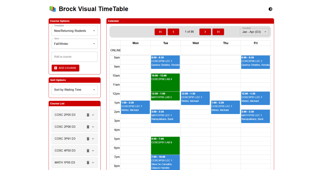 Brock Visual Timetable